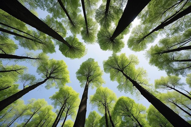 Photo une belle perspective de canopée d'arbre avec un paysage naturel