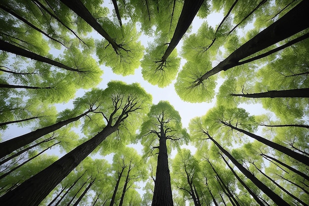 Photo une belle perspective de canopée d'arbre avec un paysage naturel