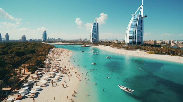 Belle photo aérienne de la plage publique de Jumeirah à Dubaï