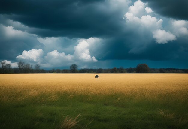 Belle photo d'un champ d'affûtage avec un ciel nuageux AI générative