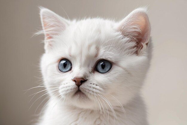 Une belle photo d'un chaton blanc à poil court britannique