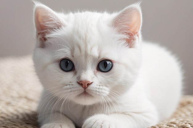 Une belle photo d'un chaton blanc à poil court britannique