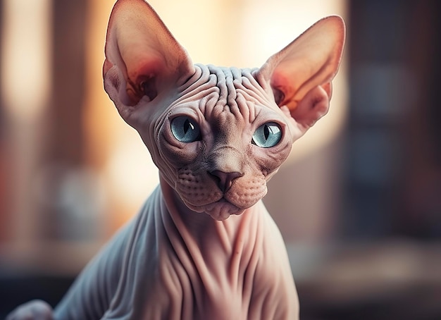 Belle photo concept de chat Sphynx contemporain naturel et d'humeur contexte social IA générative