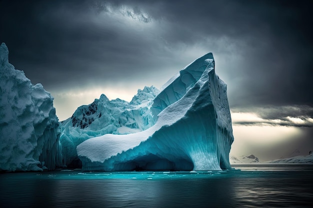 Photo belle photo d'un glacier dans la mer contre un ciel couvert