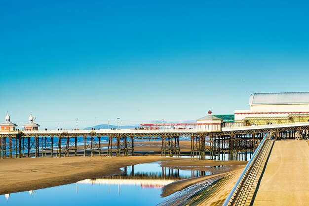 Photo belle photo de la jetée et de la plage à blackpool