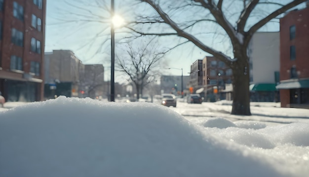 Une belle photo d'une journée de neige en ville