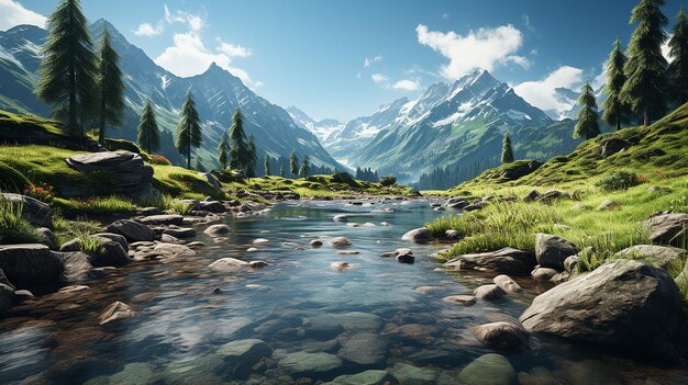 Belle photo d'un lac de montagne en arrière-plan