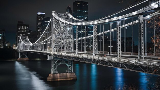 Photo une belle photo d'un pont d'acier la nuit