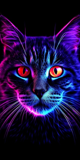 Belle photographie de chat néon chaos AI Generated Image