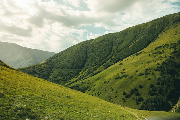 Une belle photographie de paysage avec les montagnes du Caucase en Géorgie