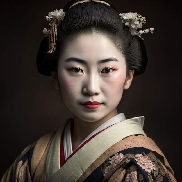 belle photographie de portrait de geisha japonaise en gros plan