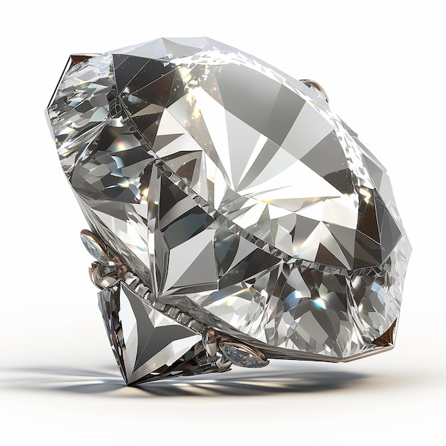 Belle pierre de diamant en argent blanc fond blanc AI Image générée