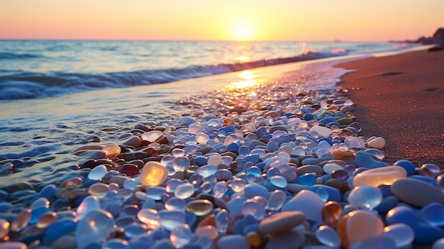 Une belle plage au coucher du soleil