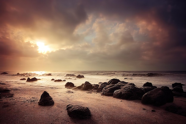 Belle plage de mer générée par l'IA