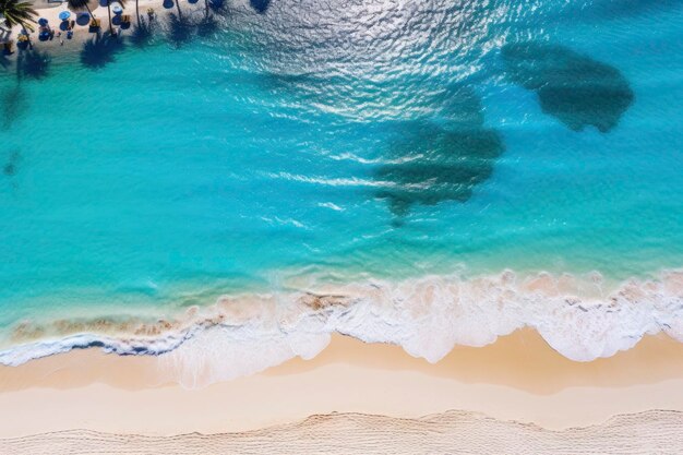 Belle plage paradisiaque avec eau bleu clair et station balnéaire de sable doux