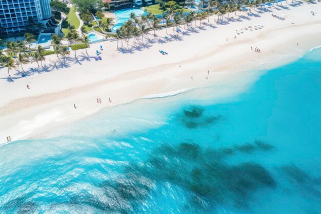 Belle plage paradisiaque avec eau bleu clair et station balnéaire de sable doux