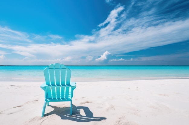 Belle plage et sable blanc avec chaise de plage