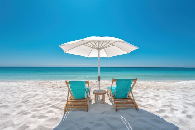 Belle plage et sable blanc avec chaise de plage