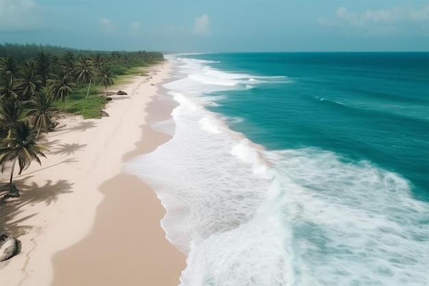 Belle plage de sable blanc avec de l'eau de mer turquoise