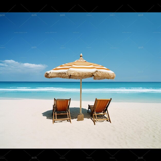 Belle plage de sable avec du sable blanc et une vague calme et roulante d'océan turquoise par une journée ensoleillée en arrière-plan