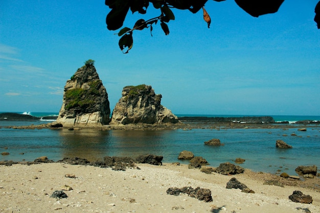 Belle plage de sawarna, Indonésie