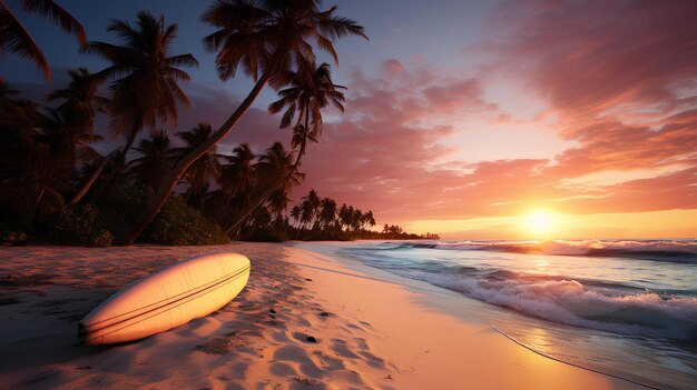 une belle plage tropicale au coucher du soleil