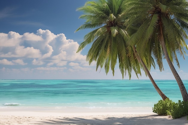 Belle plage tropicale et mer avec cocotier