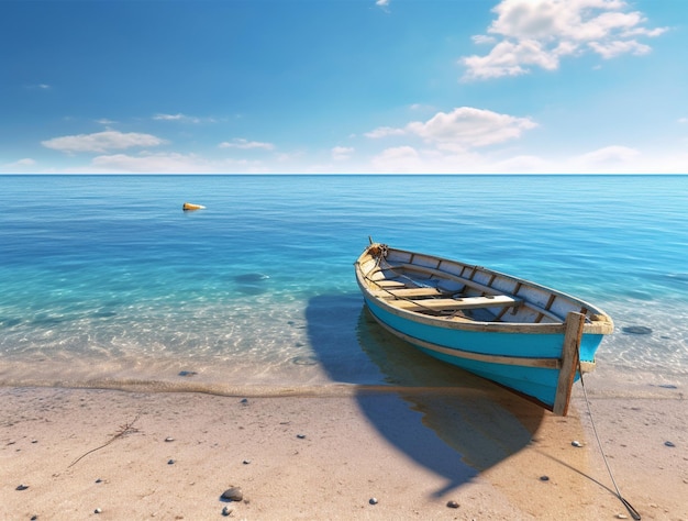 Belle plage tropicale mer océan avec bateau