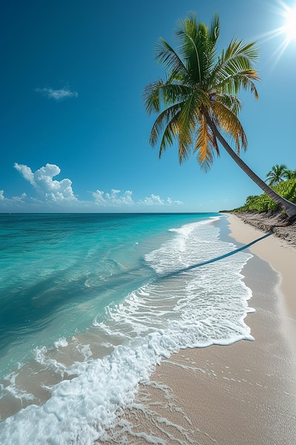 Une belle plage tropicale avec des noix de coco