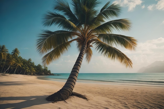 Belle plage tropicale avec un palmier à noix de coco