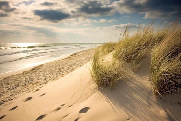 Belle plage vierge avec des dunes de sable