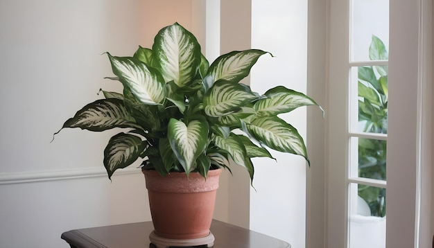 Une belle plante de Dieffenbachia en pot dans une pièce de style classique