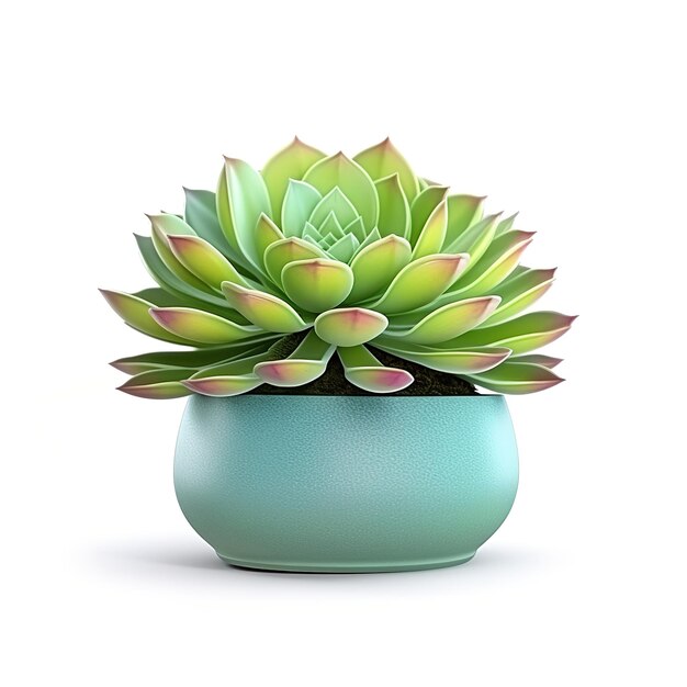 Belle plante succulente en pot isolée sur fond blanc