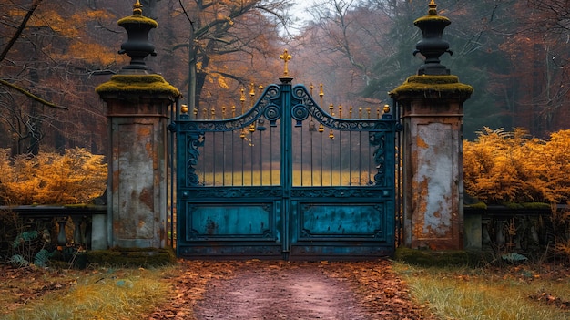 La belle porte de la villa en fer