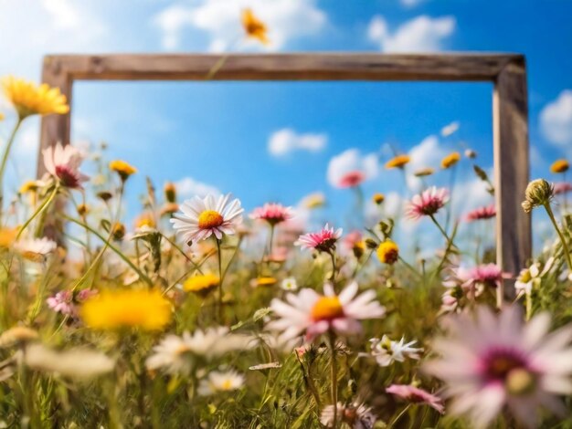 Une belle prairie d'été au printemps ensoleillée paysage panoramique naturel coloré avec de nombreux sauvages