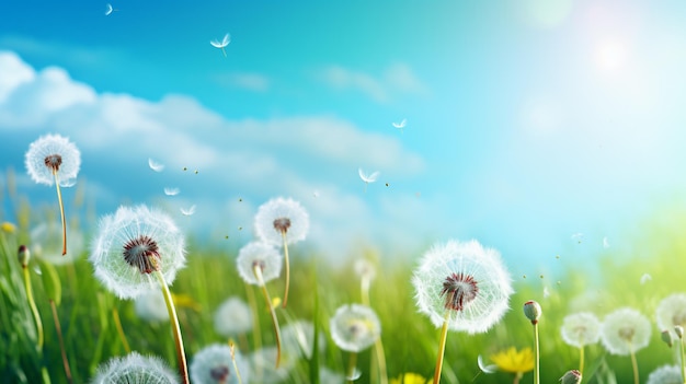 Belle prairie de fleurs de printemps d'été