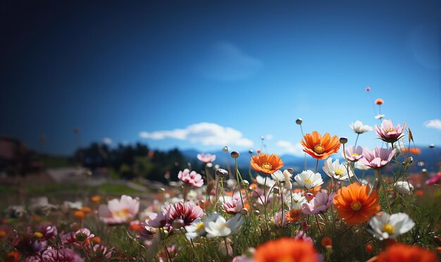 Une belle prairie printanière ensoleillée Diverses fleurs colorées Paysage coloré naturel