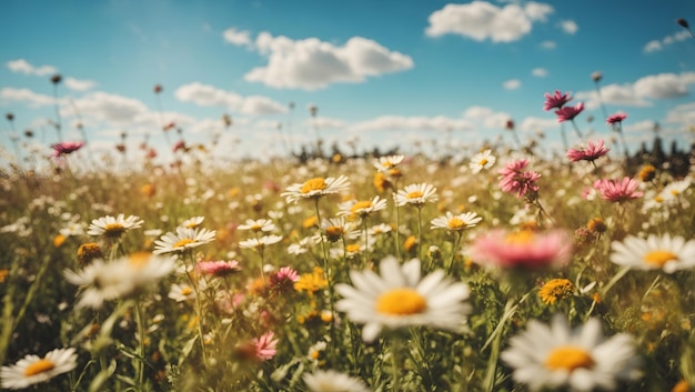 Une belle prairie printanière ensoleillée Paysage panoramique naturel et coloré