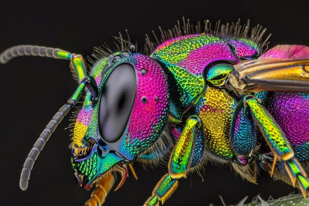 Une belle prise en gros plan verticale d'une abeille colorée