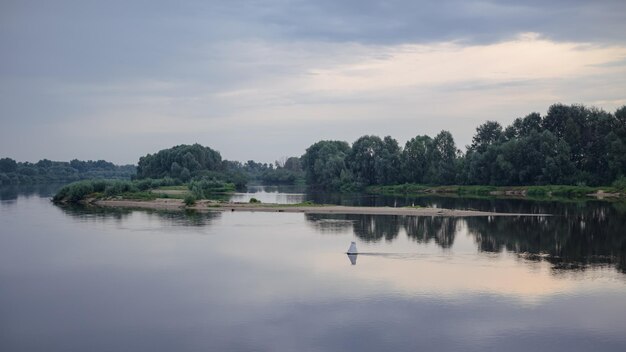 Belle rivière calme au petit matin à l'aube