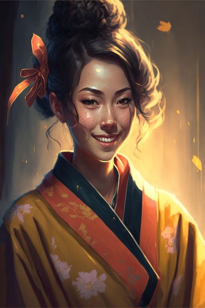 Belle robe de femme japonaise en kimono