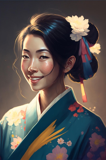 Belle robe de femme japonaise en kimono