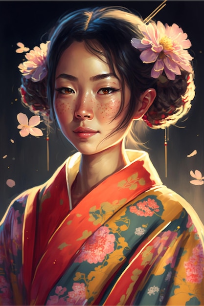 Belle robe de femme japonaise en kimono