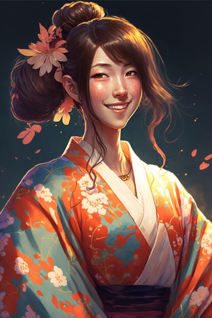 Belle robe de femme japonaise en kimono