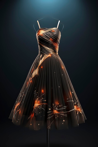 Belle robe de soirée sur fond noir Image générée par la technologie AI