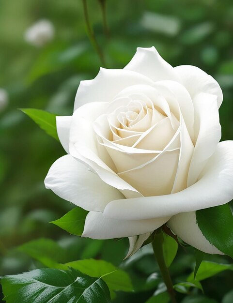 Photo belle rose blanche dans la nature générée par l'ia