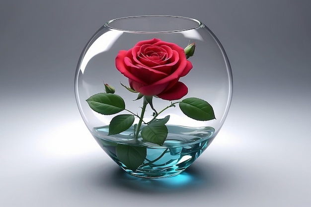 Une belle rose dans le verre