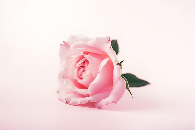 Belle rose rose comme symbole de l'amour sur fond rose