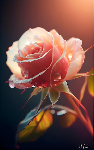 Une belle rose rose dans le studio.