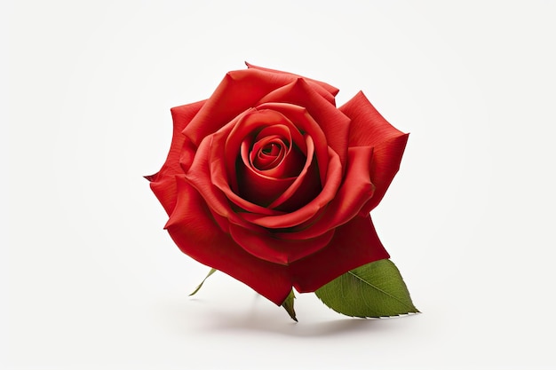 Une belle rose rouge sur fond blanc